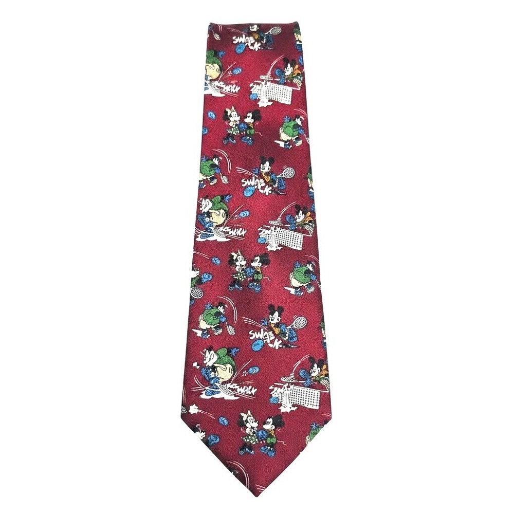 Mickey Unlimited Mens Disney Tennis Mickey Mouse Necktie Burgundy Red Sweden